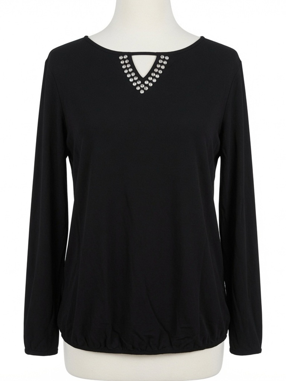 Spense Black Long Sleeve Cut Out Blouse